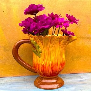 Maxcera Terrra Cotta Sunflower Pitcher